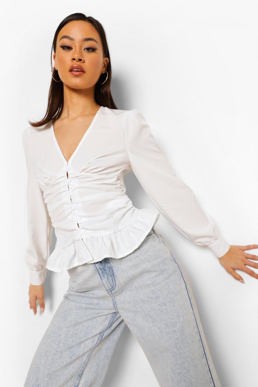 Ivory Ruched Front Blouse image number 1