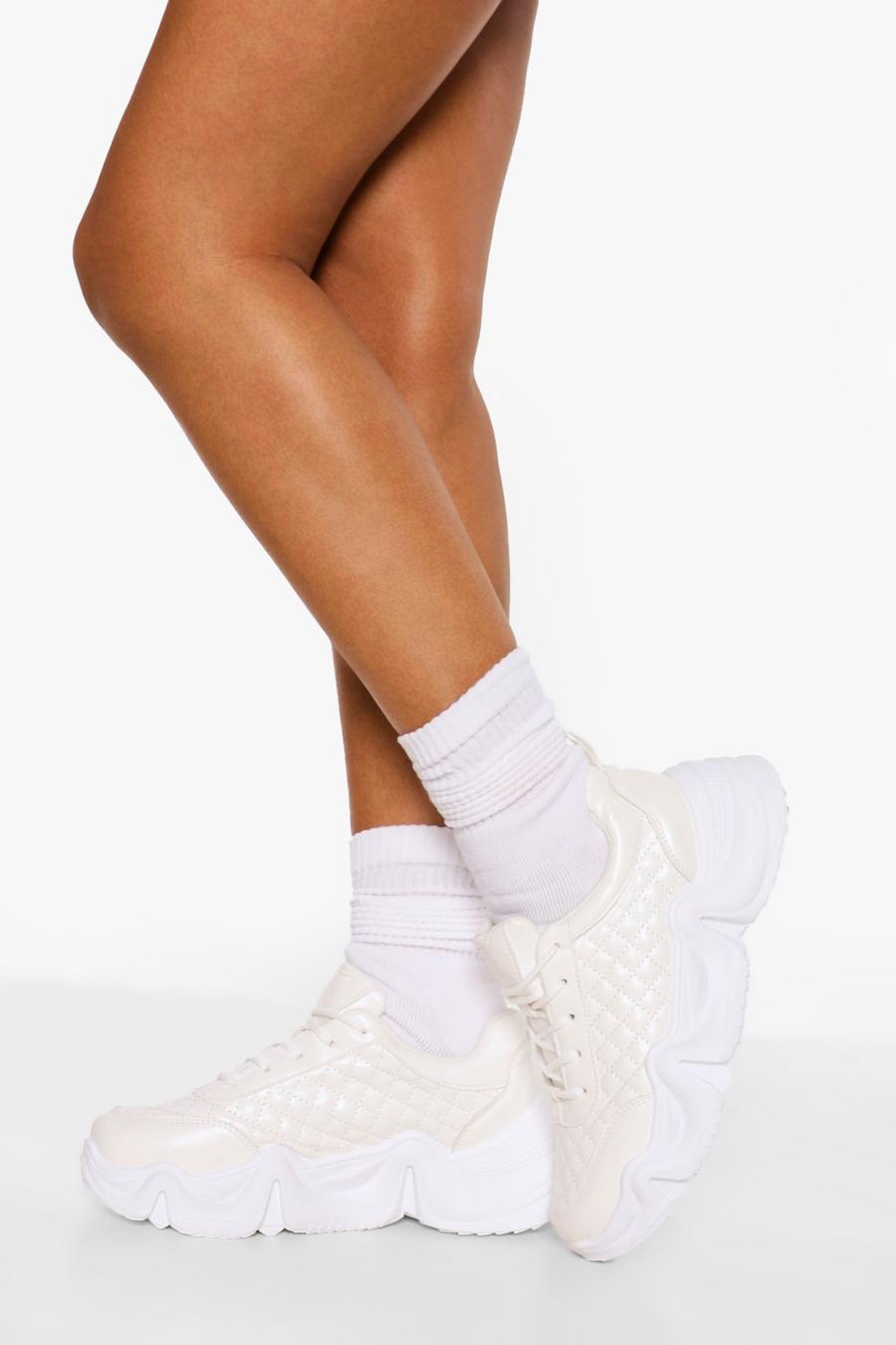 White Quiltade chunky sneakers image number 1