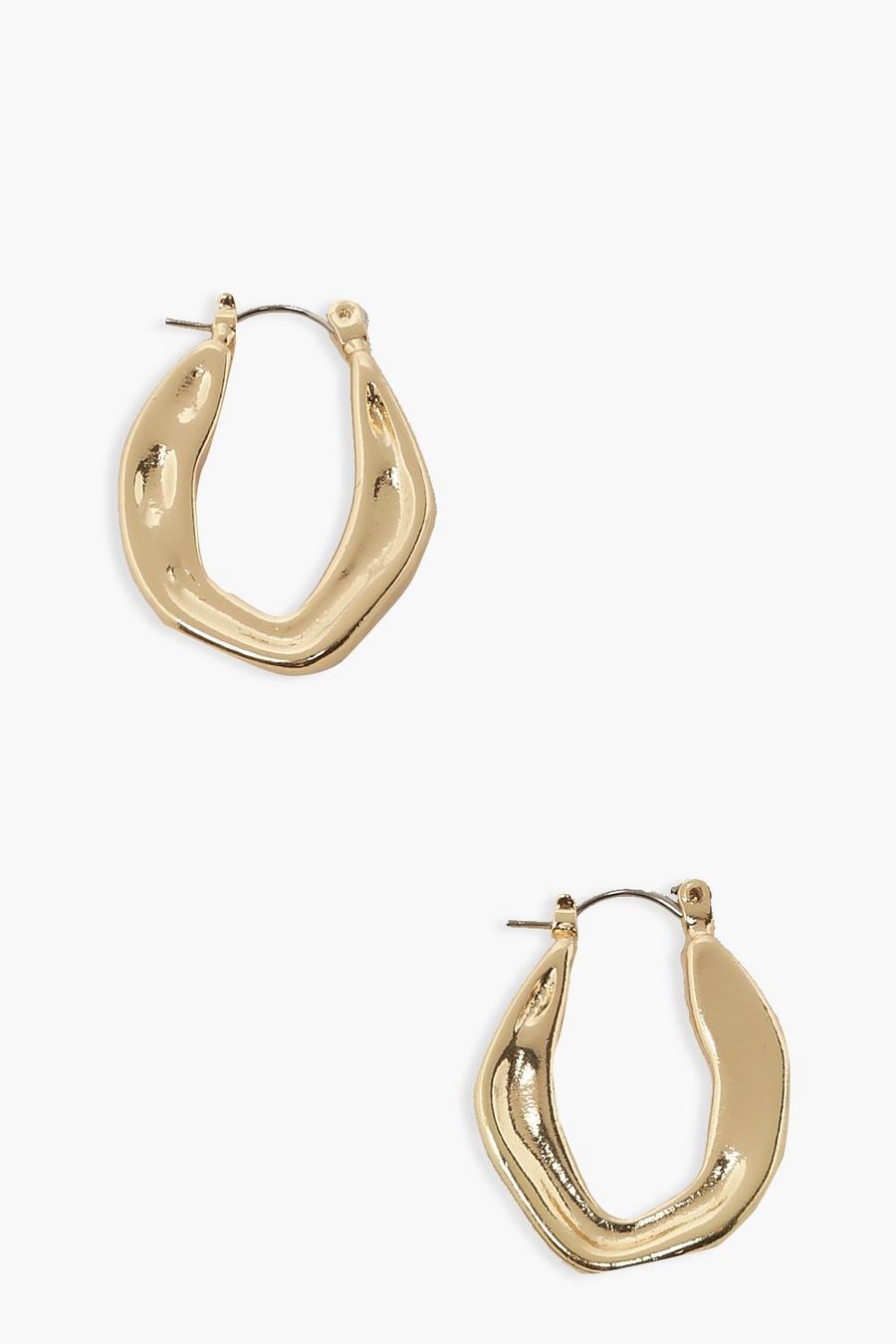Uneven Full Clip Hoops, Gold image number 1