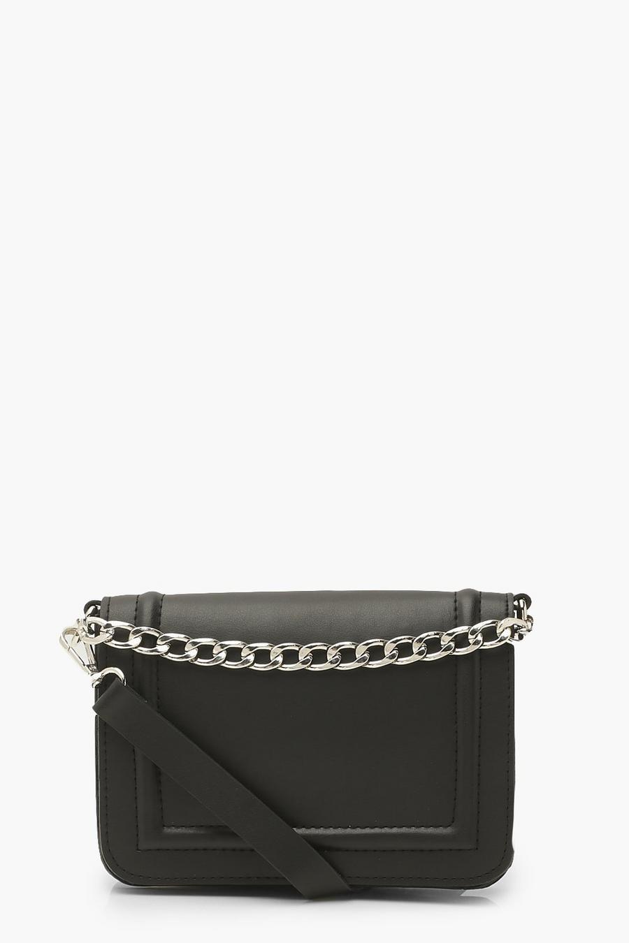 Black Double Chain Strap Cross Body Bag image number 1