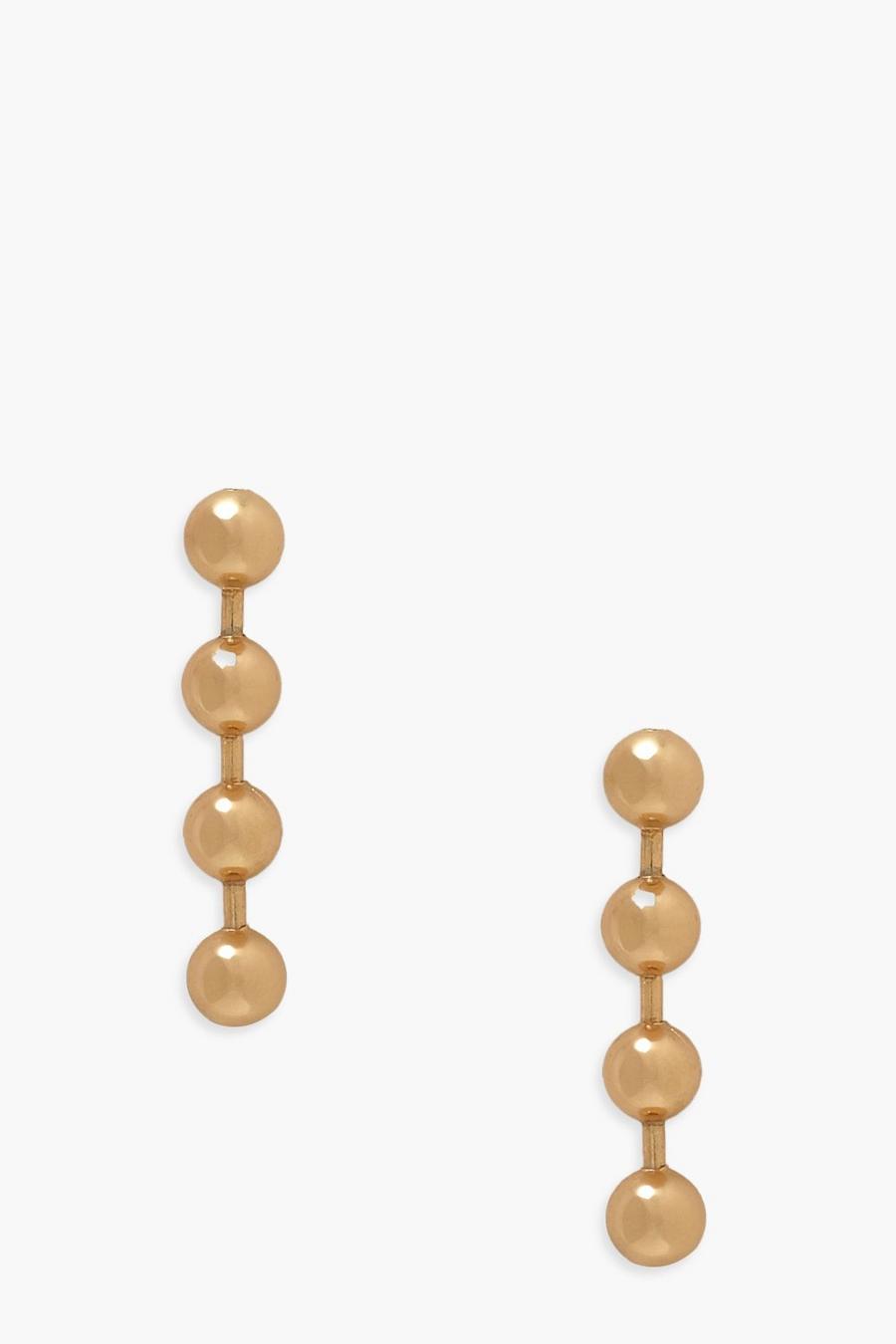 Gold Bobble Drop Stud Earrings image number 1