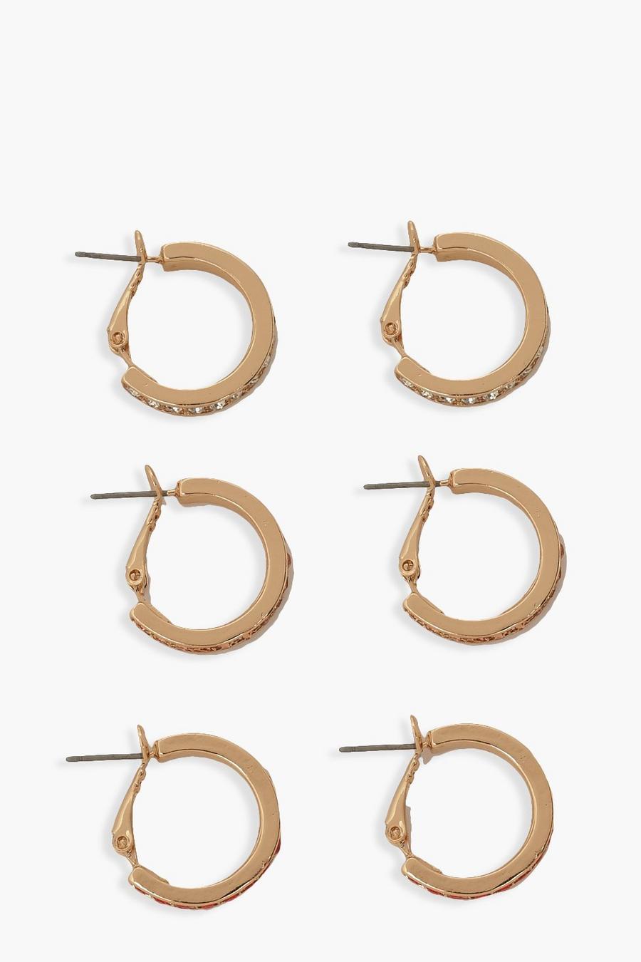 Gold Mix Diamante Stone Hoop Pack image number 1