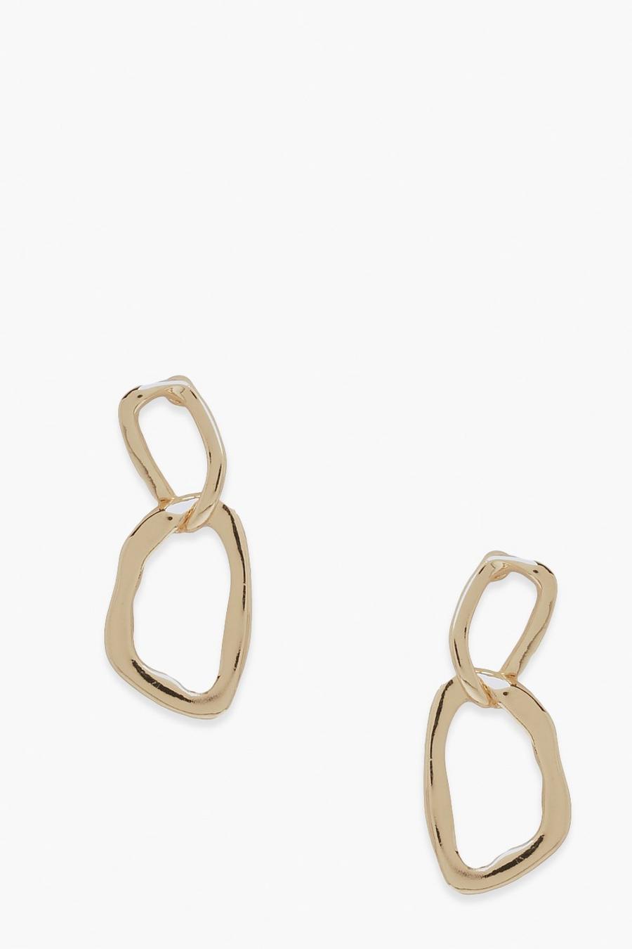 Gold Wavy Chain Hoops image number 1