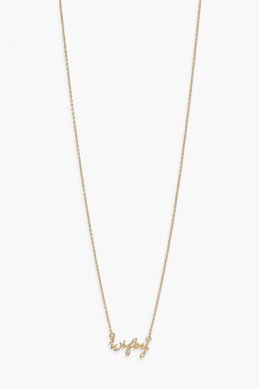 Gold Wifey Italic Necklace image number 1