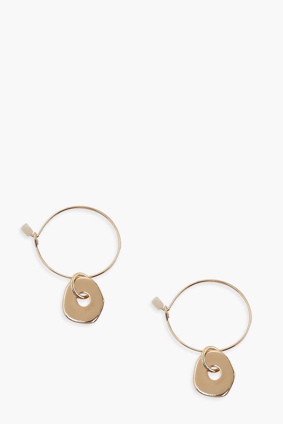 Gold Simple Dangle Hoop Earrings image number 1