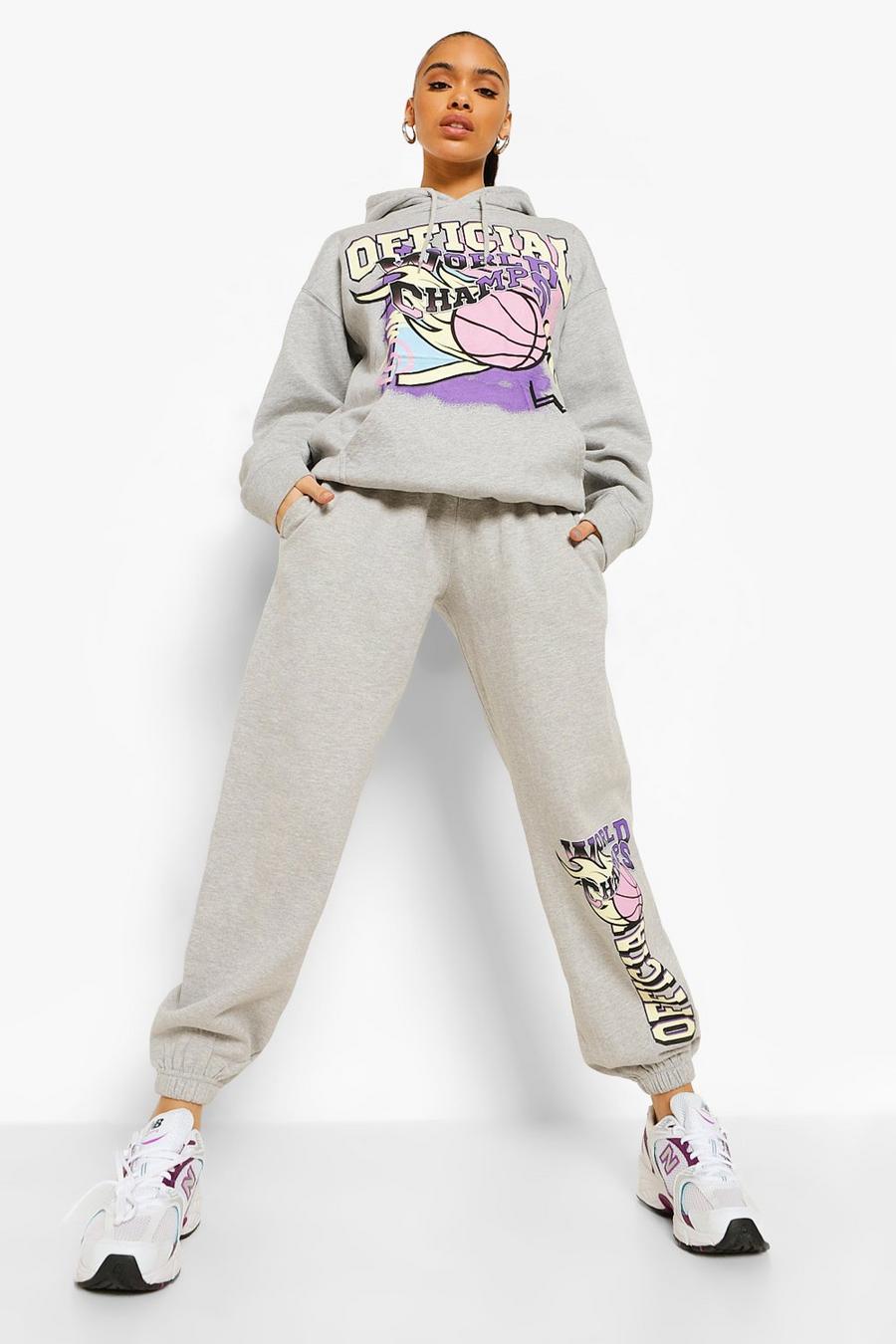 Grey marl Official Basketball Hoodie Tracksuit image number 1