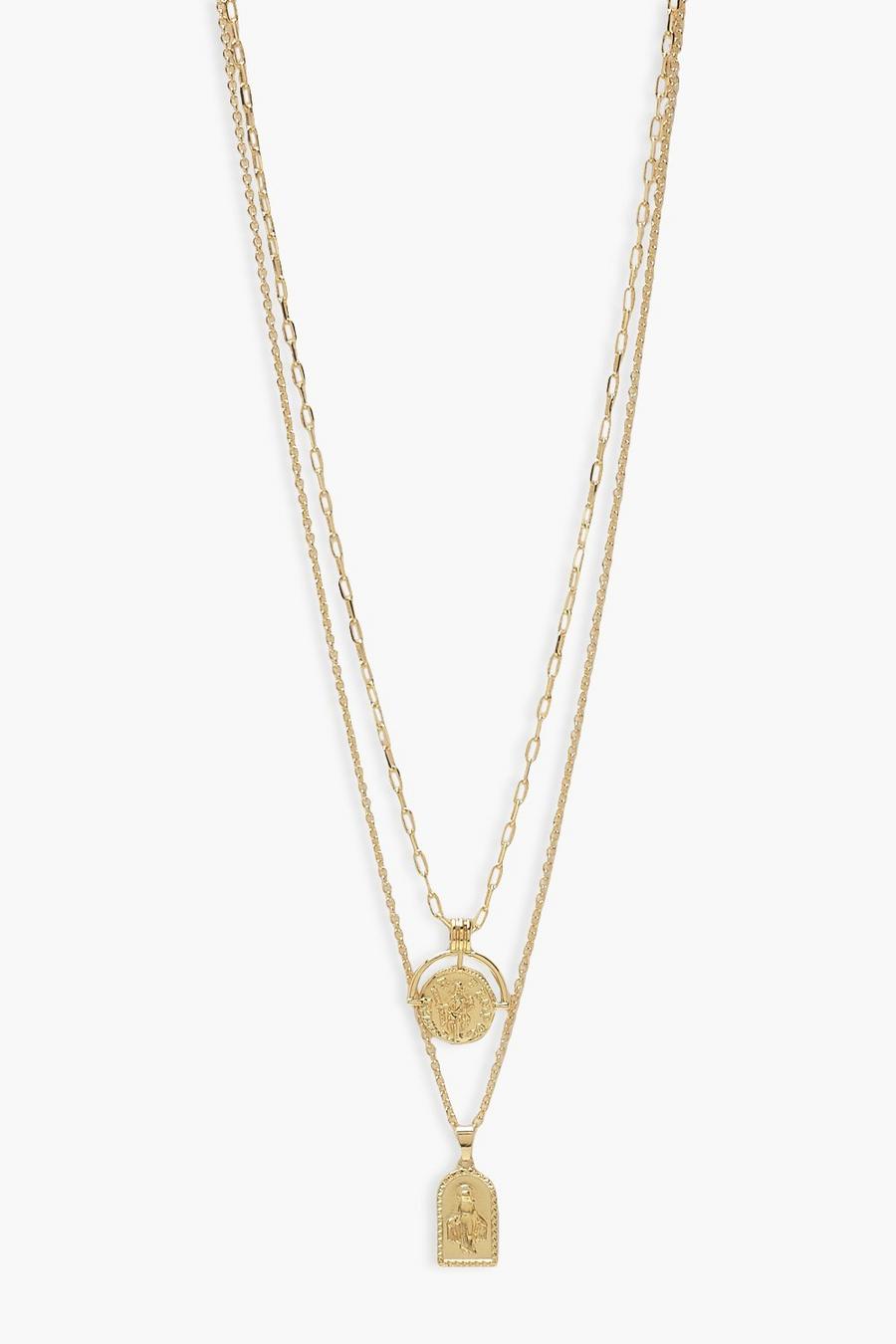 Gold Coin And Tag Layered Necklace image number 1