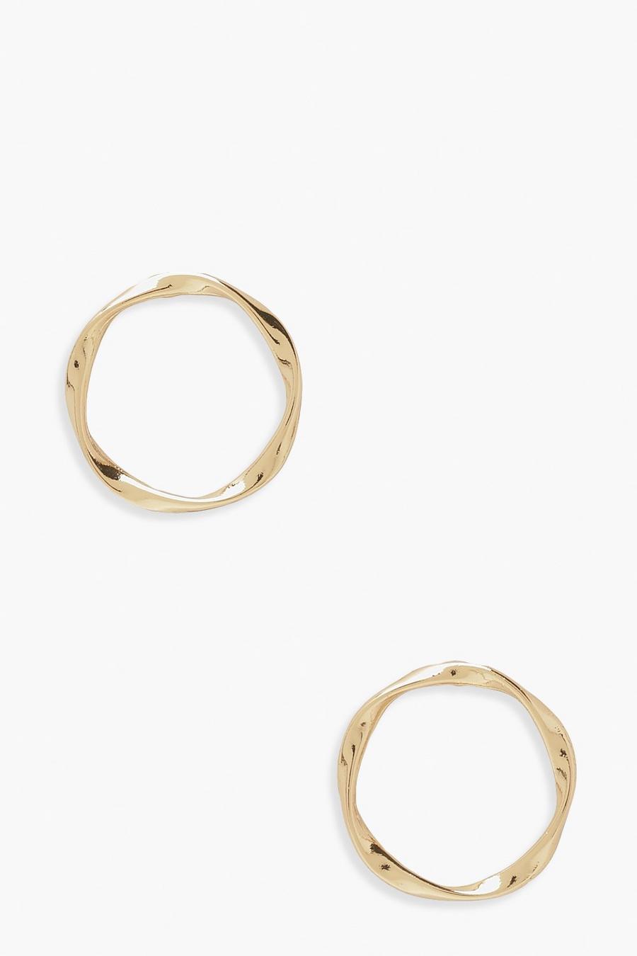 Gold Simple Wave Circle Stud image number 1