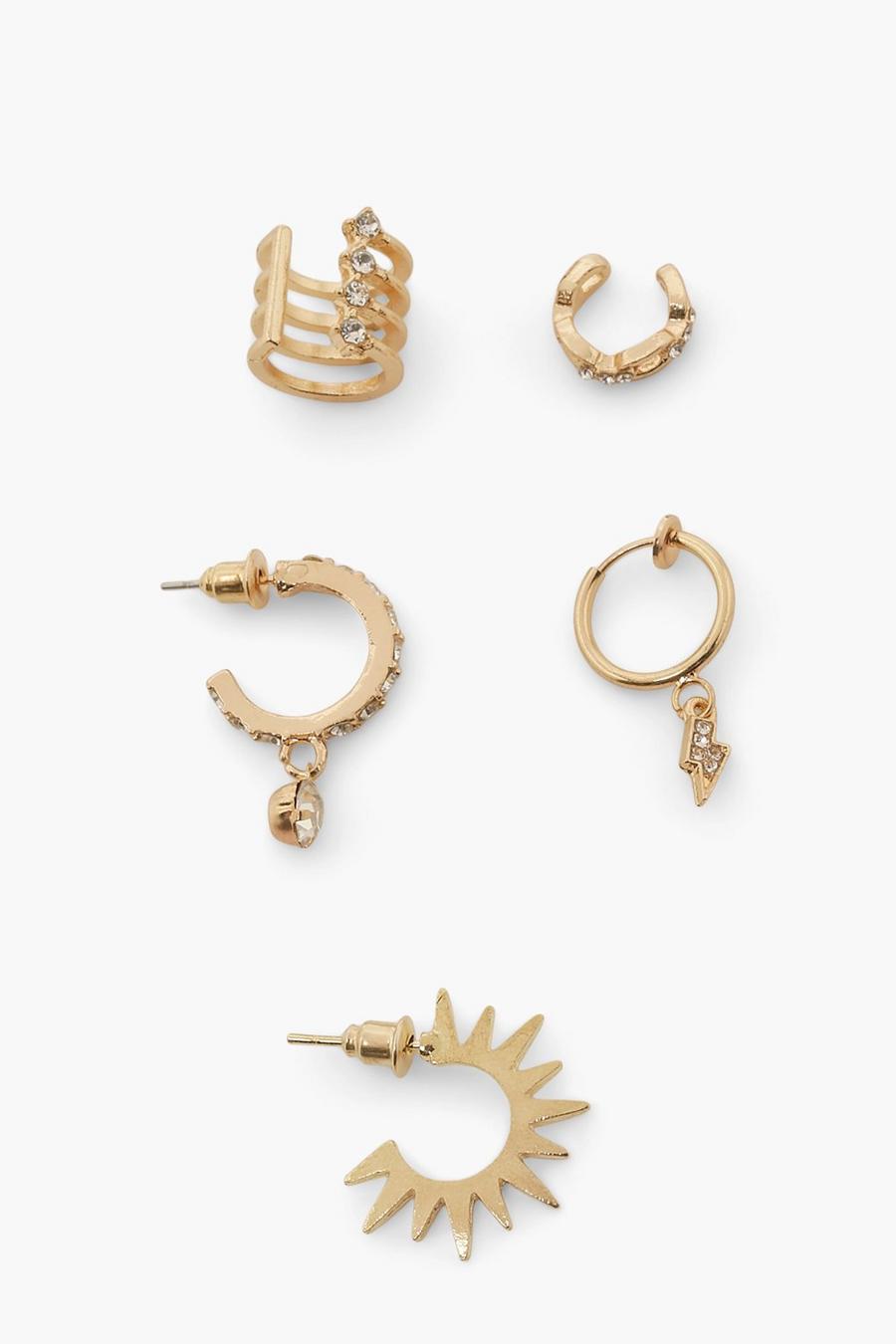 Gold Earring Pack With Cuff image number 1