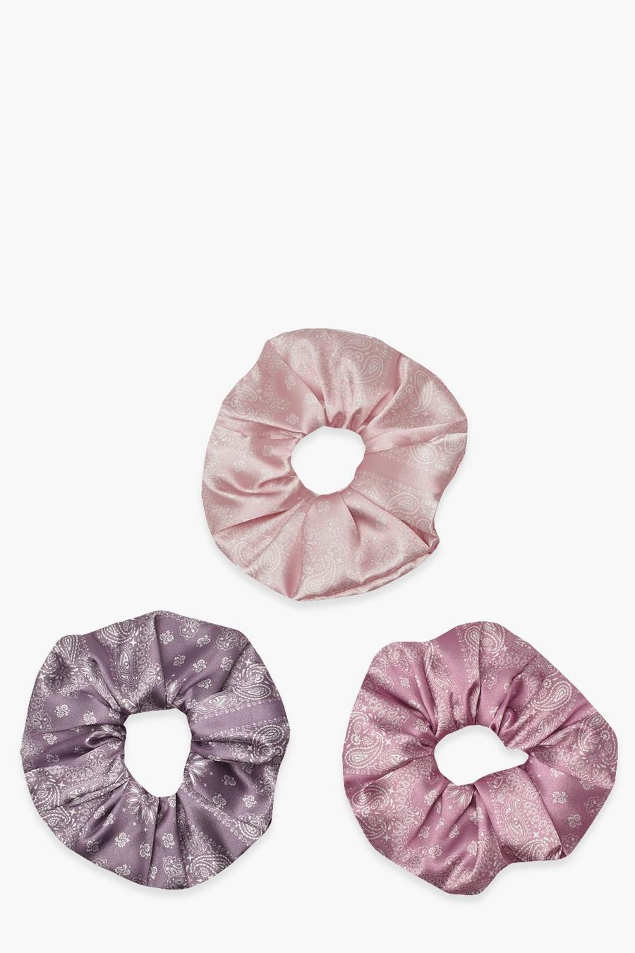 Lilac Scrunchies med bandanamönster (3-pack) image number 1