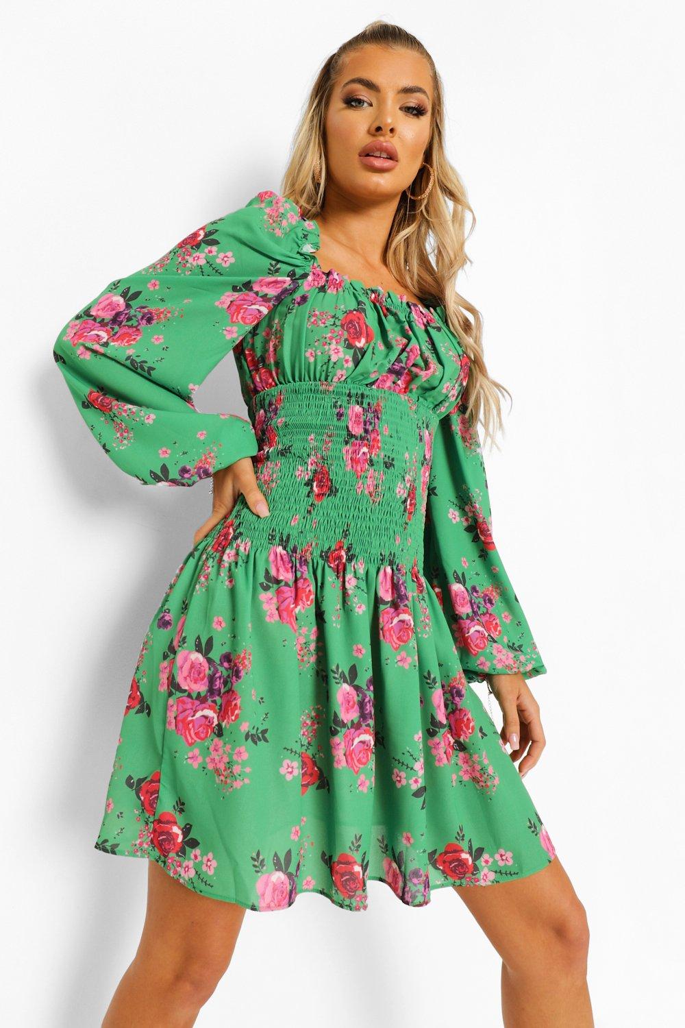 Boohoo long sleeve outlet skater dress