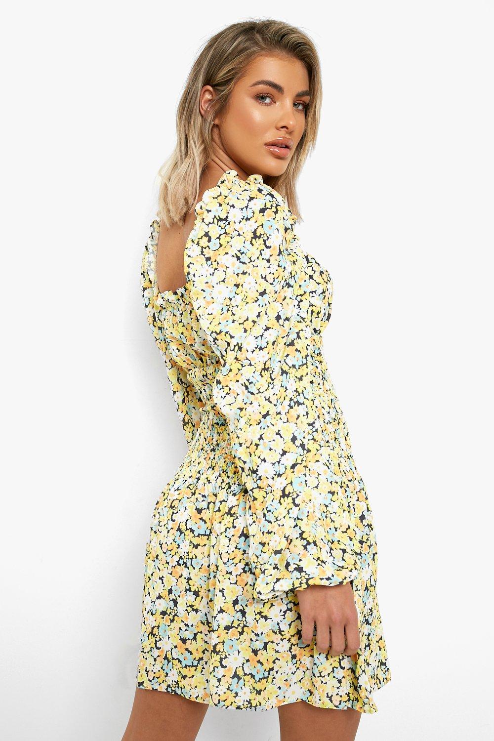 Boohoo long outlet sleeve skater dress