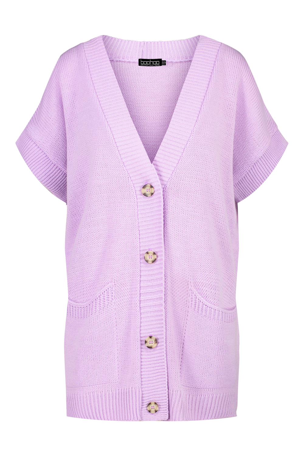 purple sleeveless cardigan