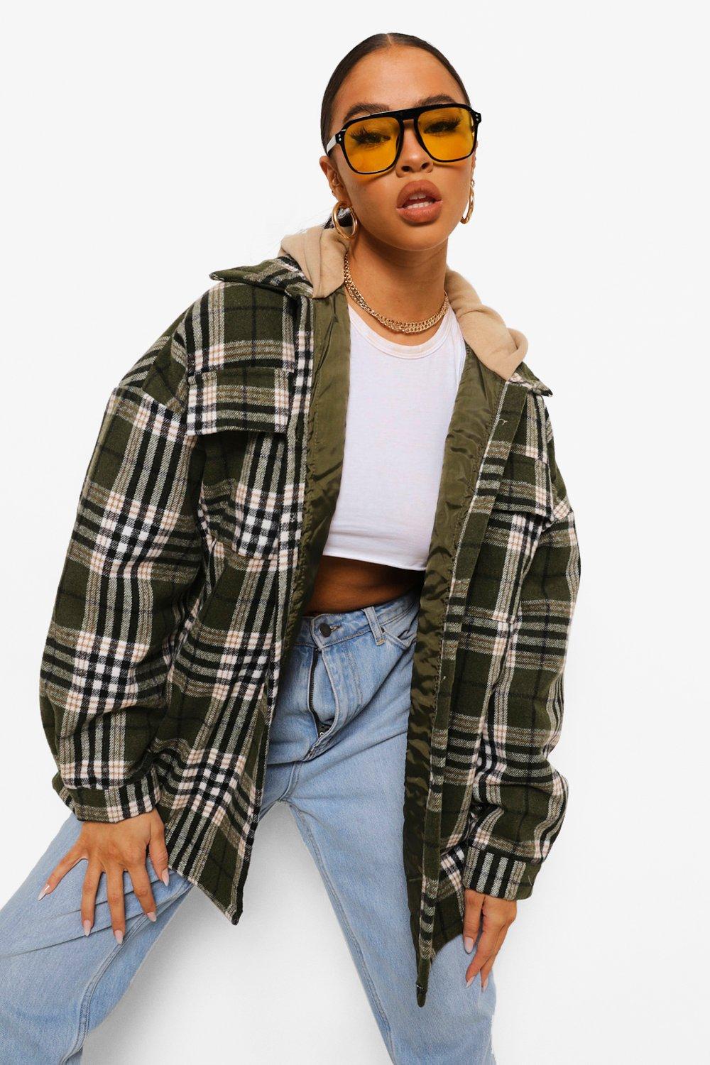 Veste à carreaux online femme oversize