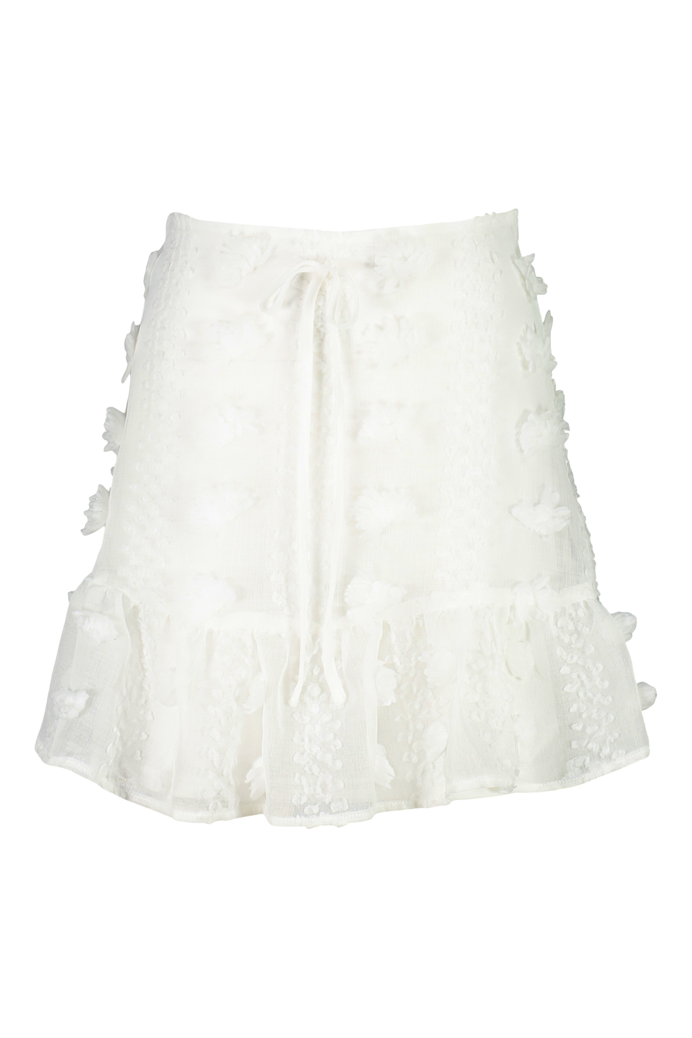 Women's White Lace Hem Frill Skirts