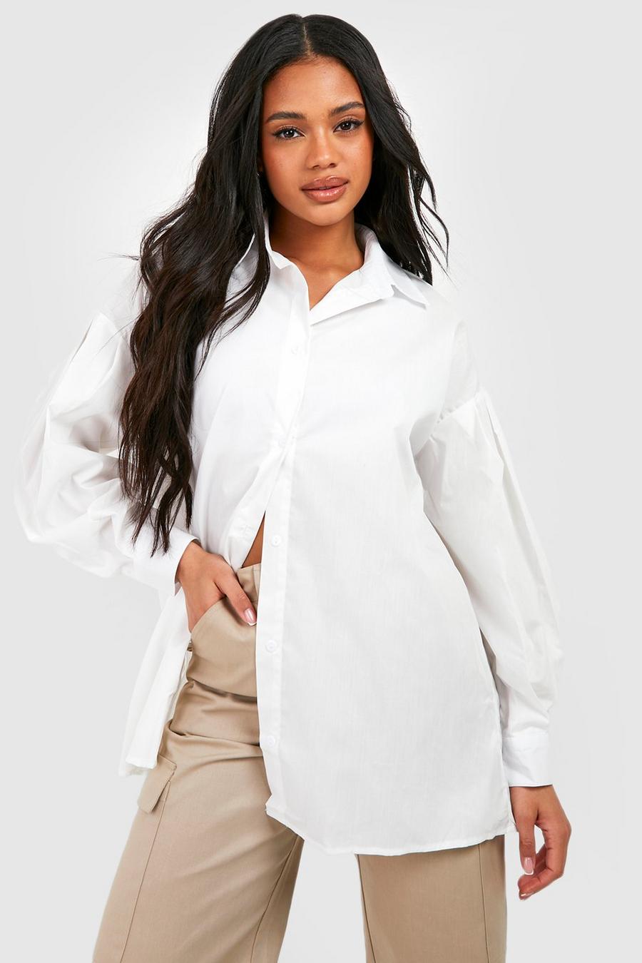 Camisa oversize con mangas abullonadas, Marfil white