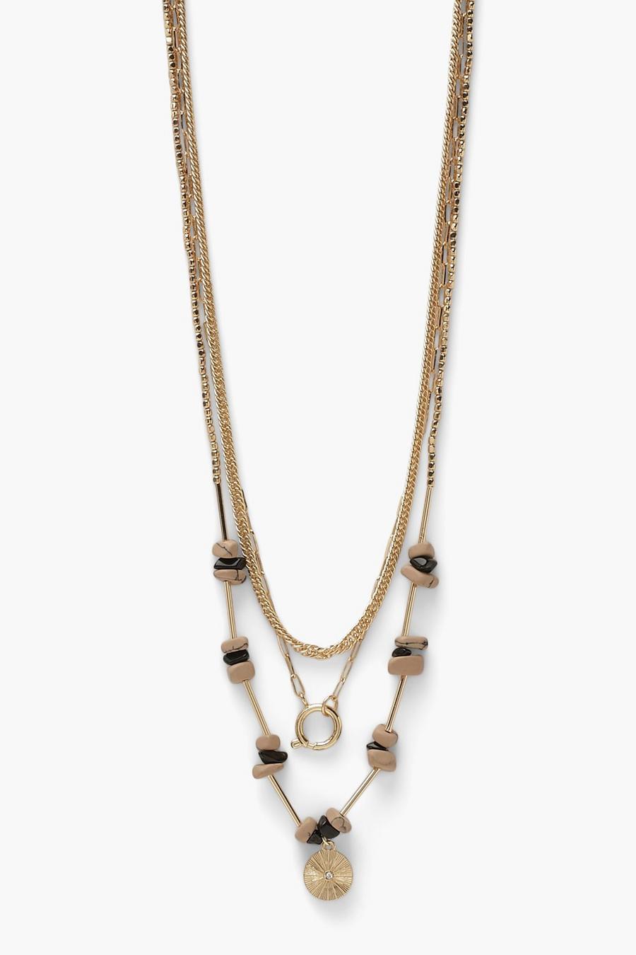 Collier orné de perles avec pendentif coquillage, Gold image number 1