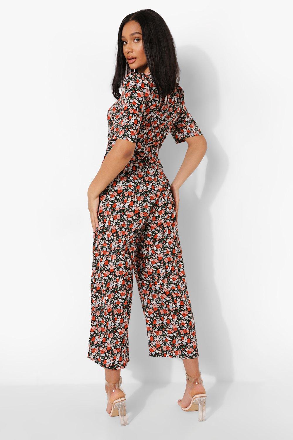 Floral hot sale jumpsuit boohoo