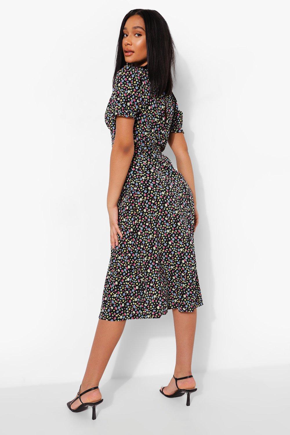 Women's Ditsy Floral Short Sleeve Midi ...