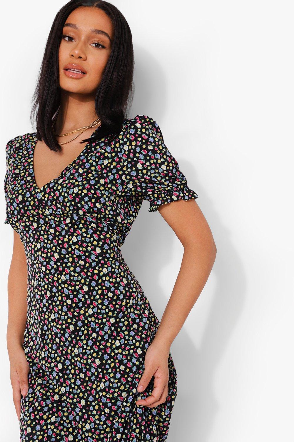 Women's Ditsy Floral Short Sleeve Midi ...