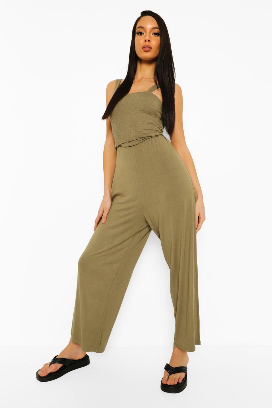 Khaki Strappy Wide Leg Jumpsuit image number 1