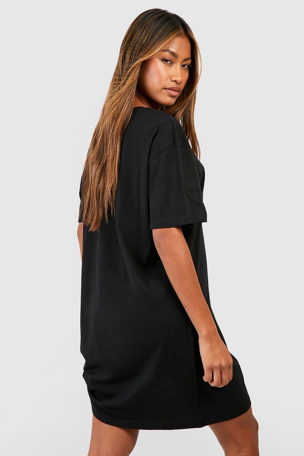 Oversized T-shirt Dress - Black - Ladies