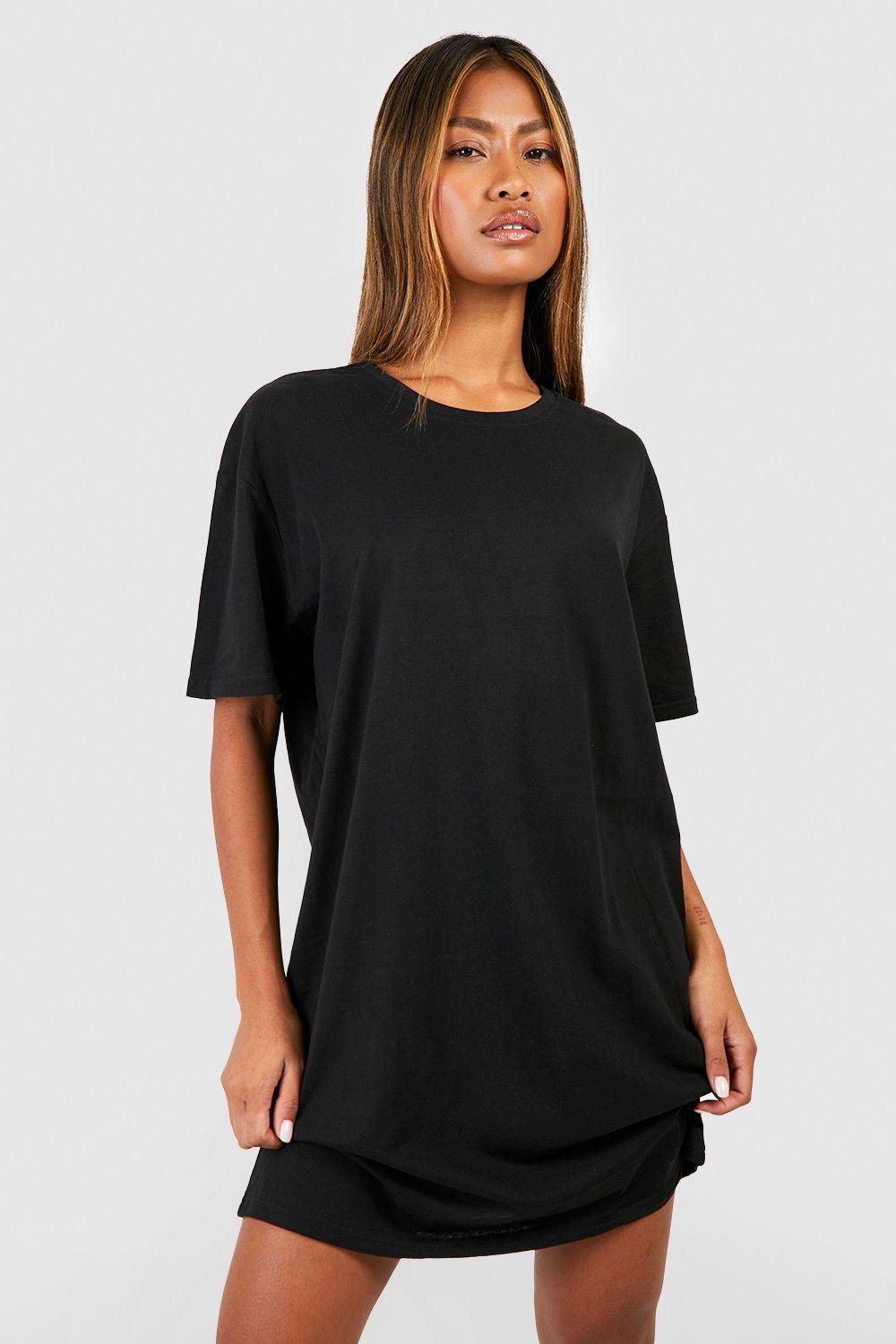 Boohoo black store t shirt dress