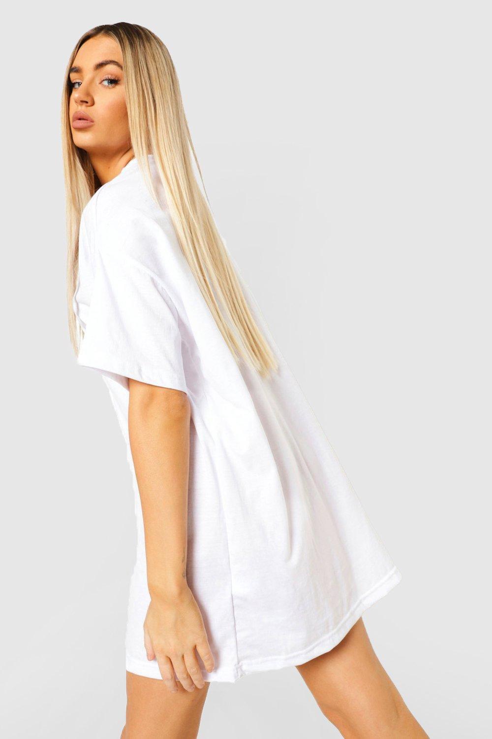 Women s Basic Oversized T shirt Dress Boohoo UK