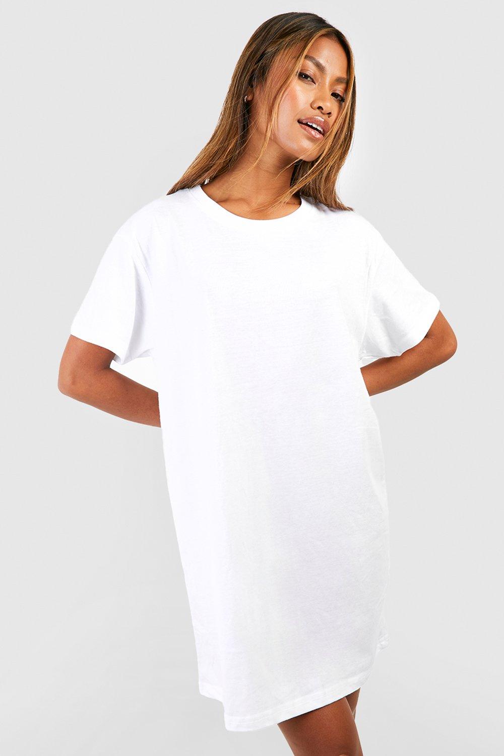 Women s Basic Oversized T shirt Dress Boohoo UK