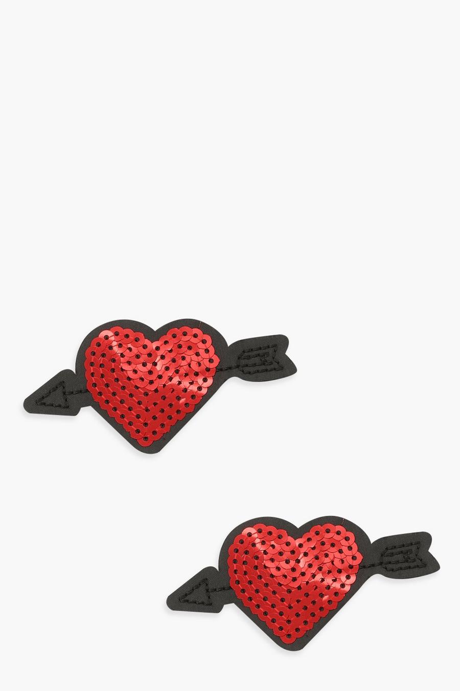 Red Valentine's Sequin Arrow Heart Nipple Covers image number 1