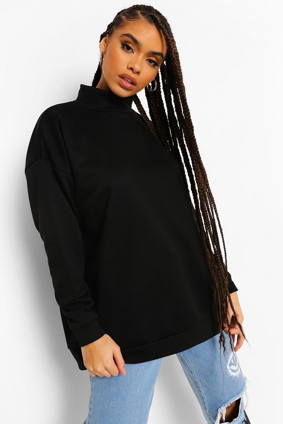 Black Sweatshirt med hög hals image number 1