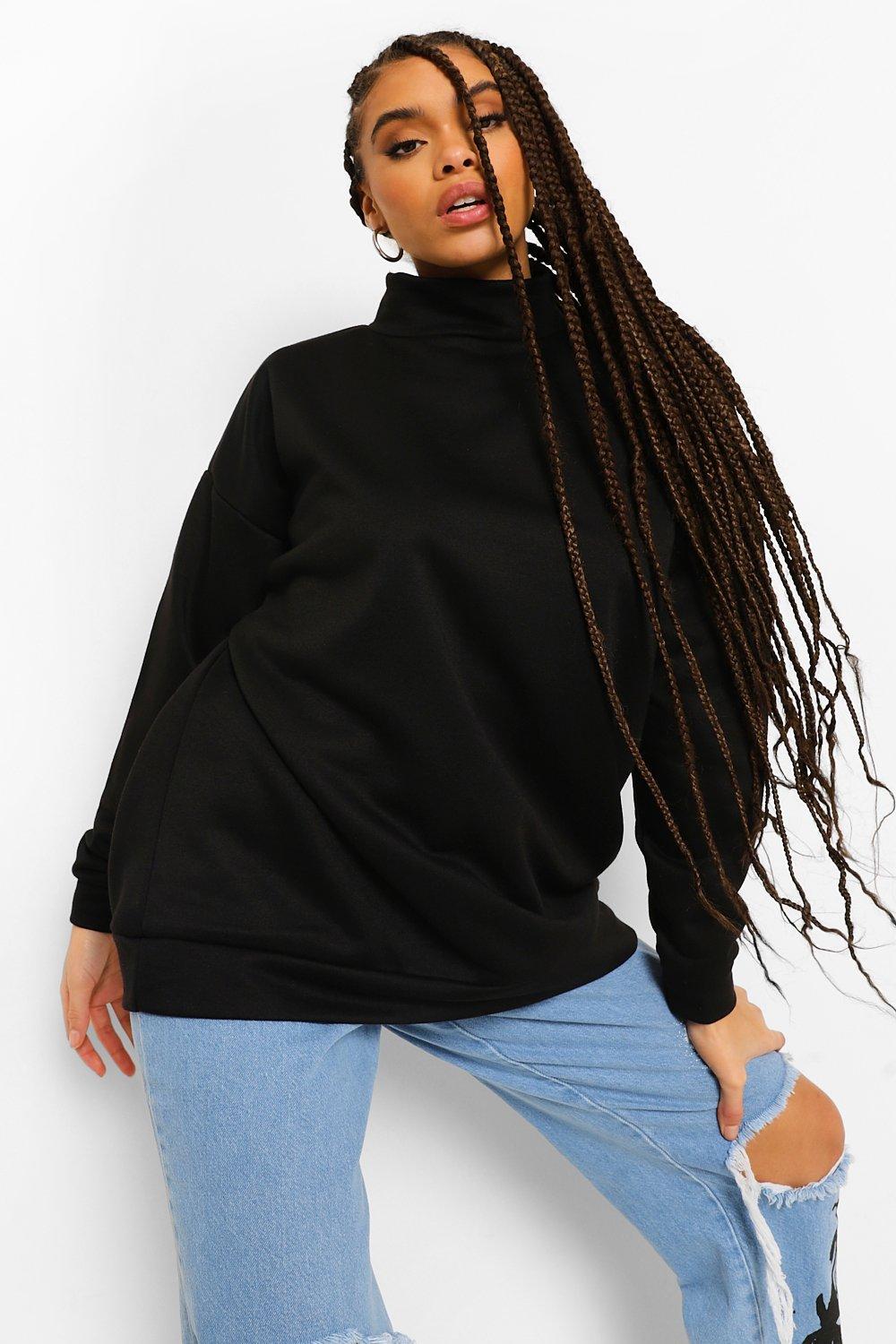 Black funnel cheap neck sweatshirt