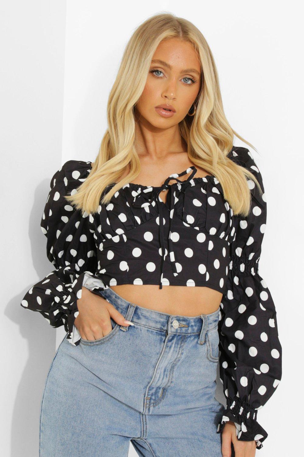 ruched polka dot top