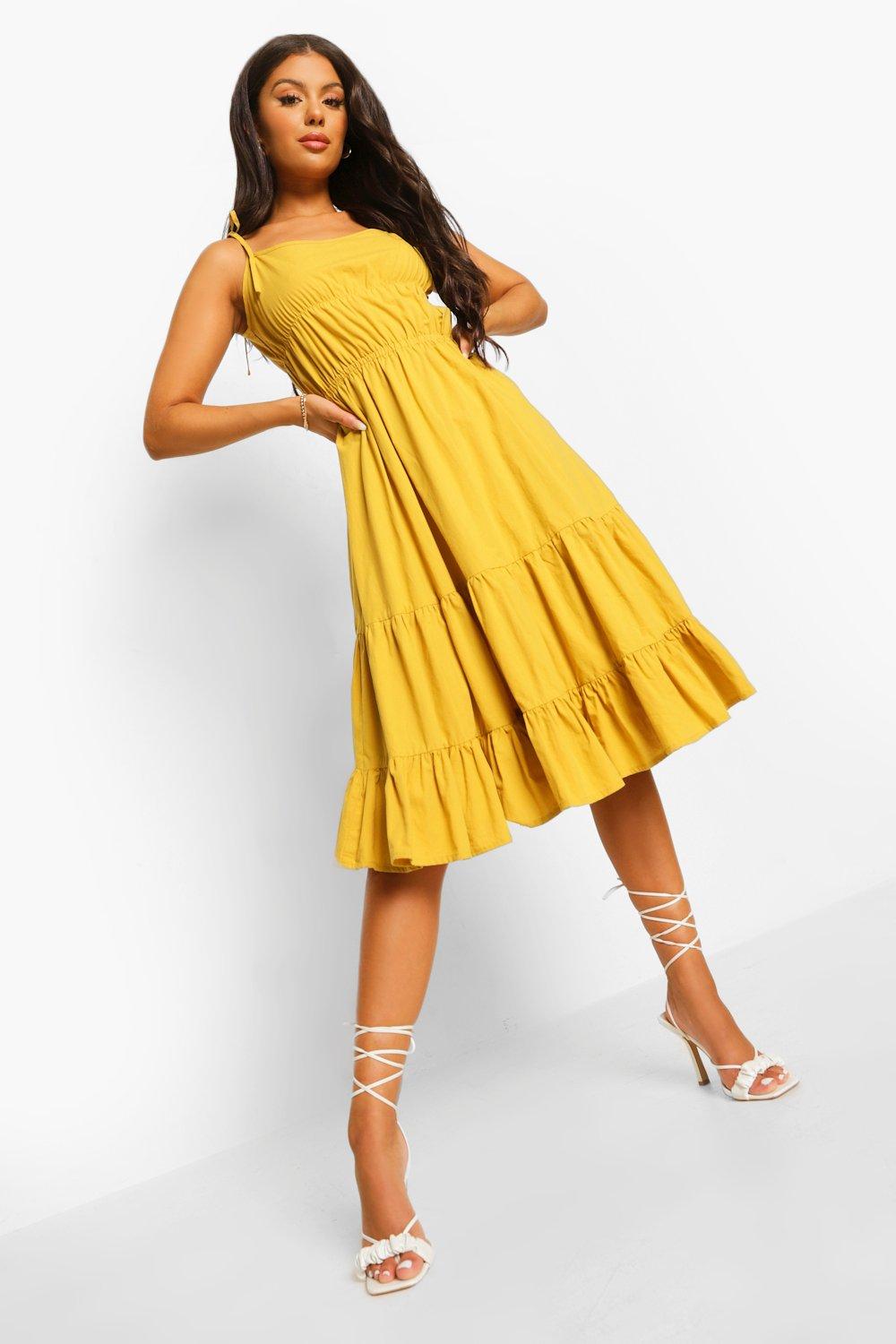 Boohoo mustard outlet dress