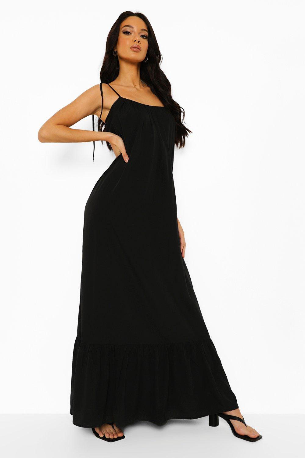 Boohoo black shop tie dress