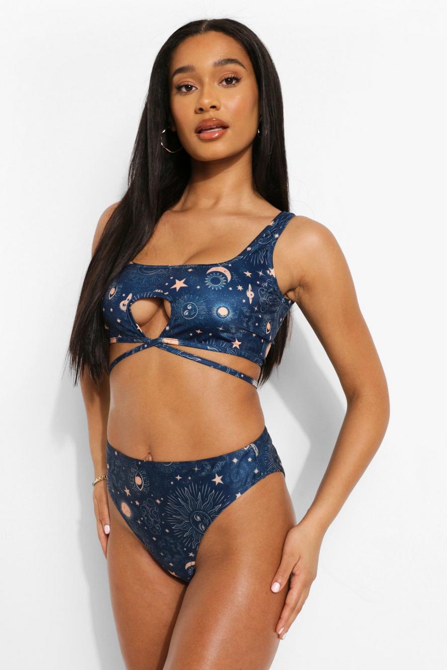 Bikini à imprimé constellation, Bleu image number 1