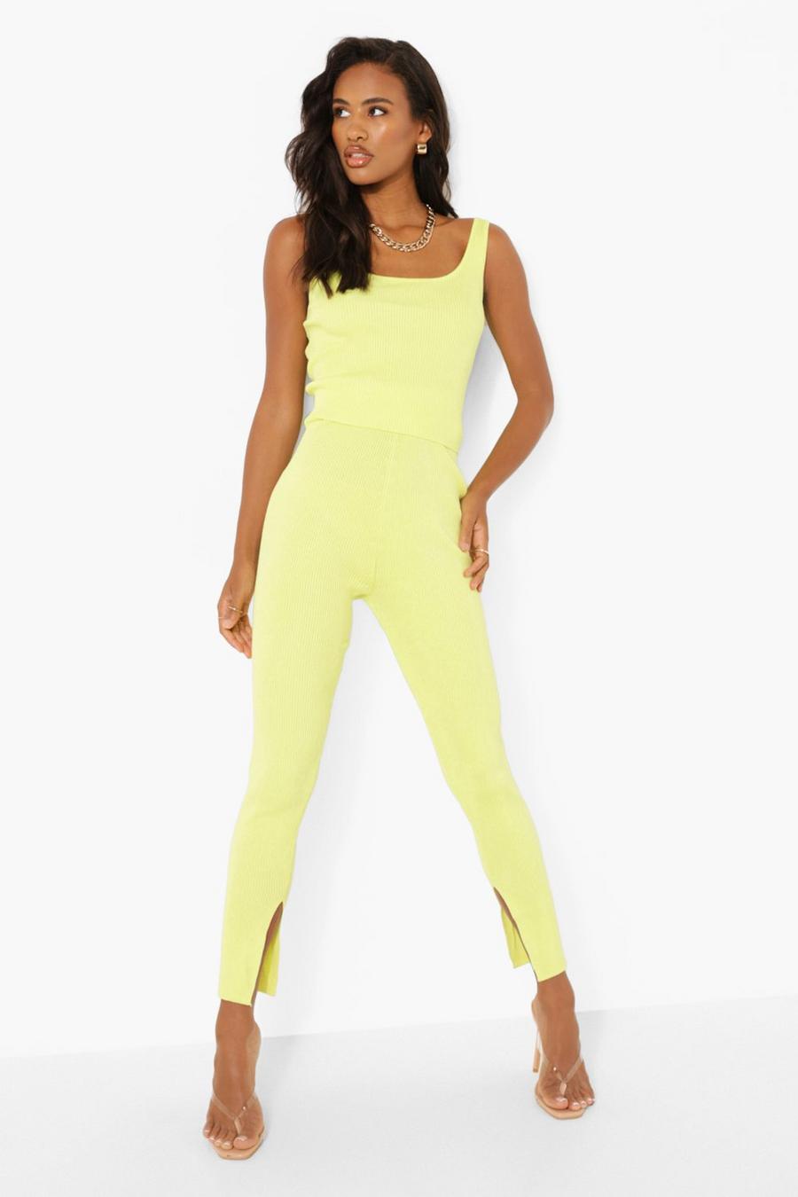 Lime Rib Knit Leggings Two-Piece image number 1
