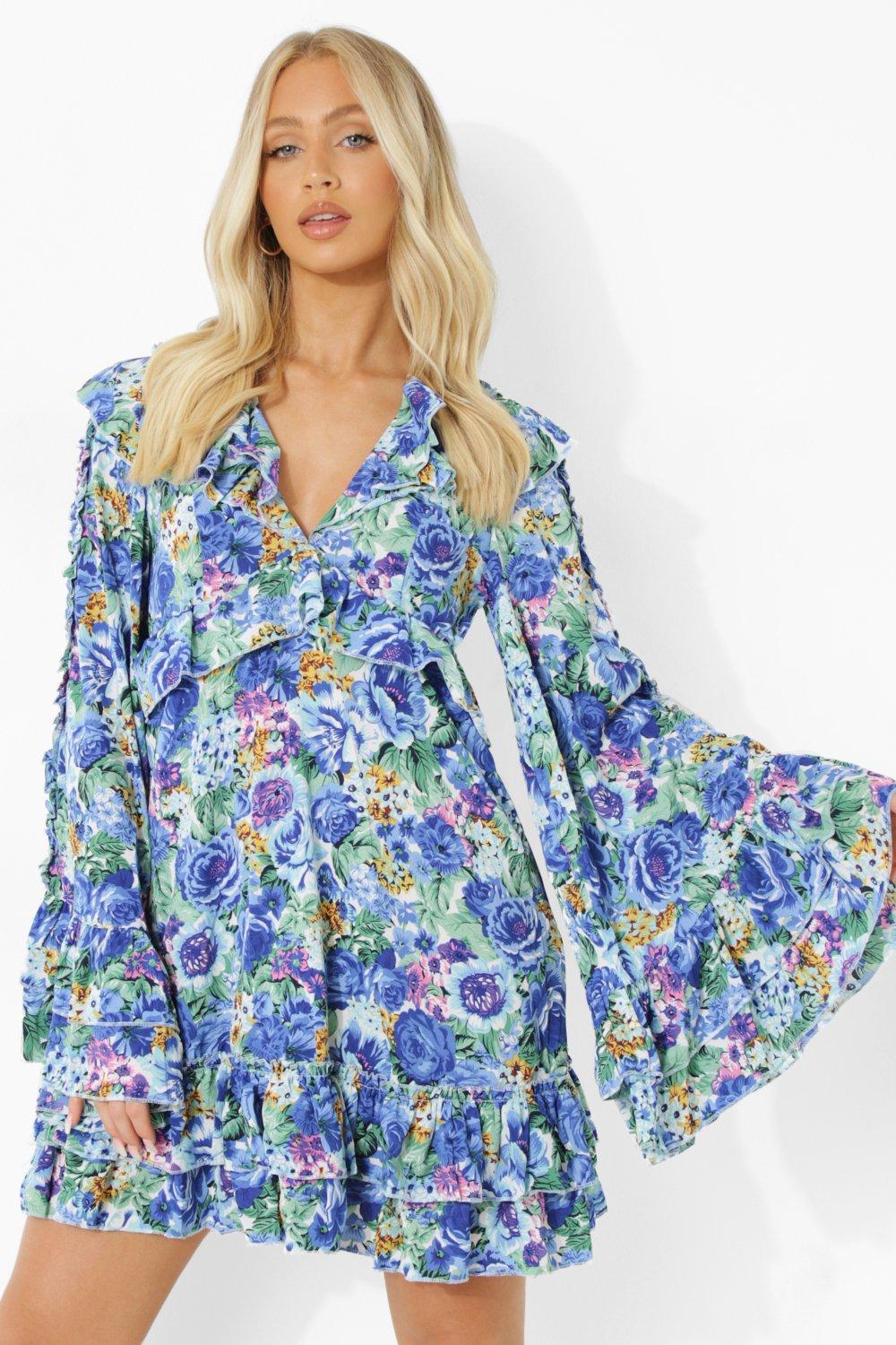 Boohoo blue hotsell floral dress