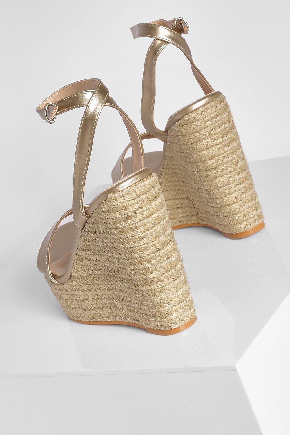 Gold wedges hot sale boohoo