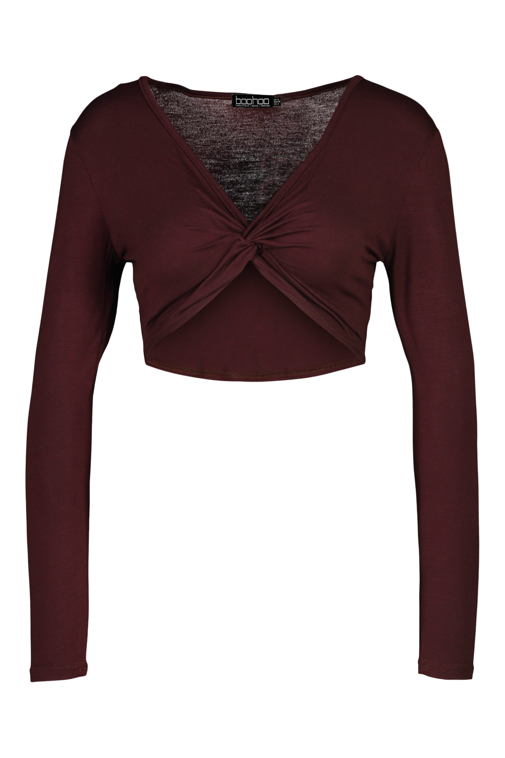 Twist Detail Long Sleeve Crop Top | boohoo CA