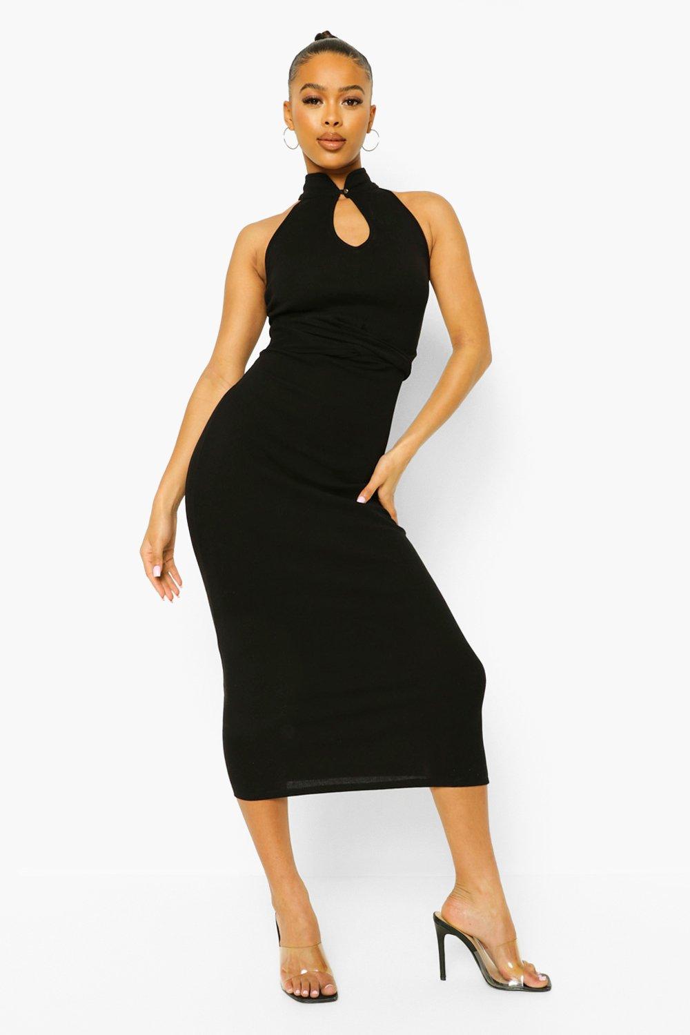 high neck dress no sleeves