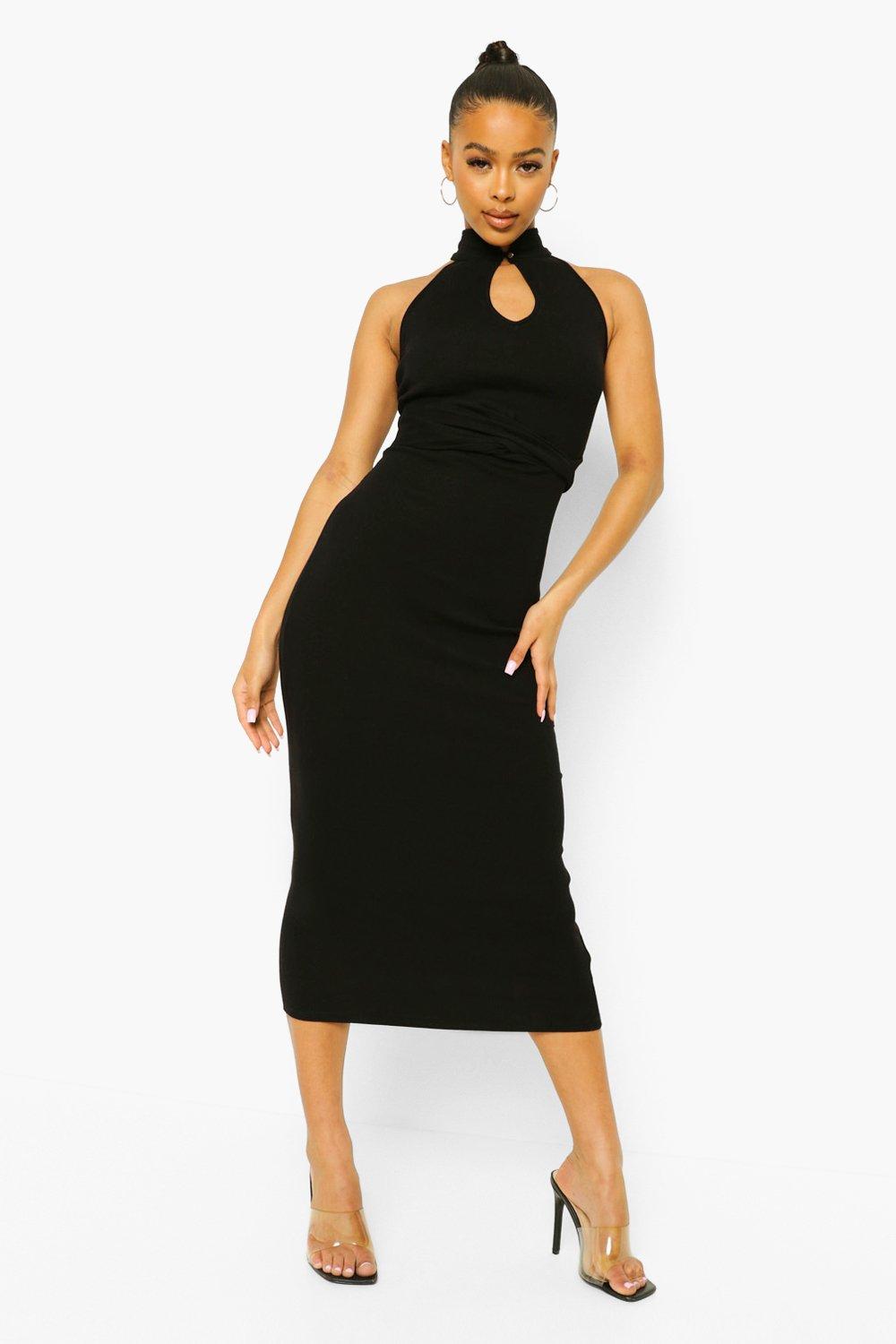 high neck dress no sleeves