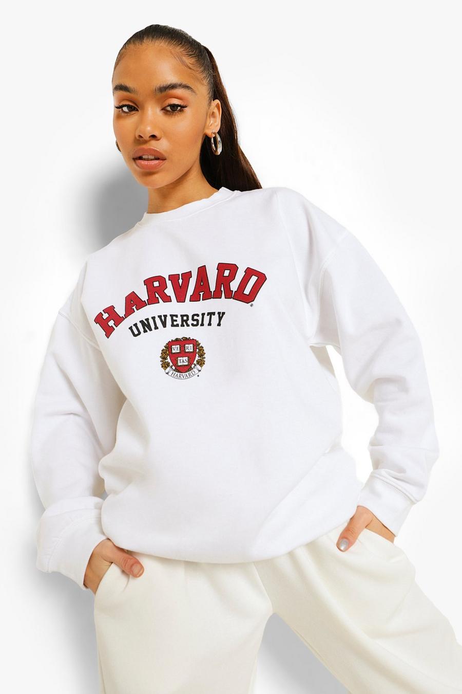 White Harvard Sweatshirt med tryck image number 1