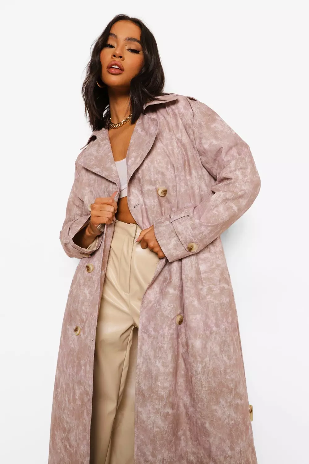 Pink velvet trench shop coat