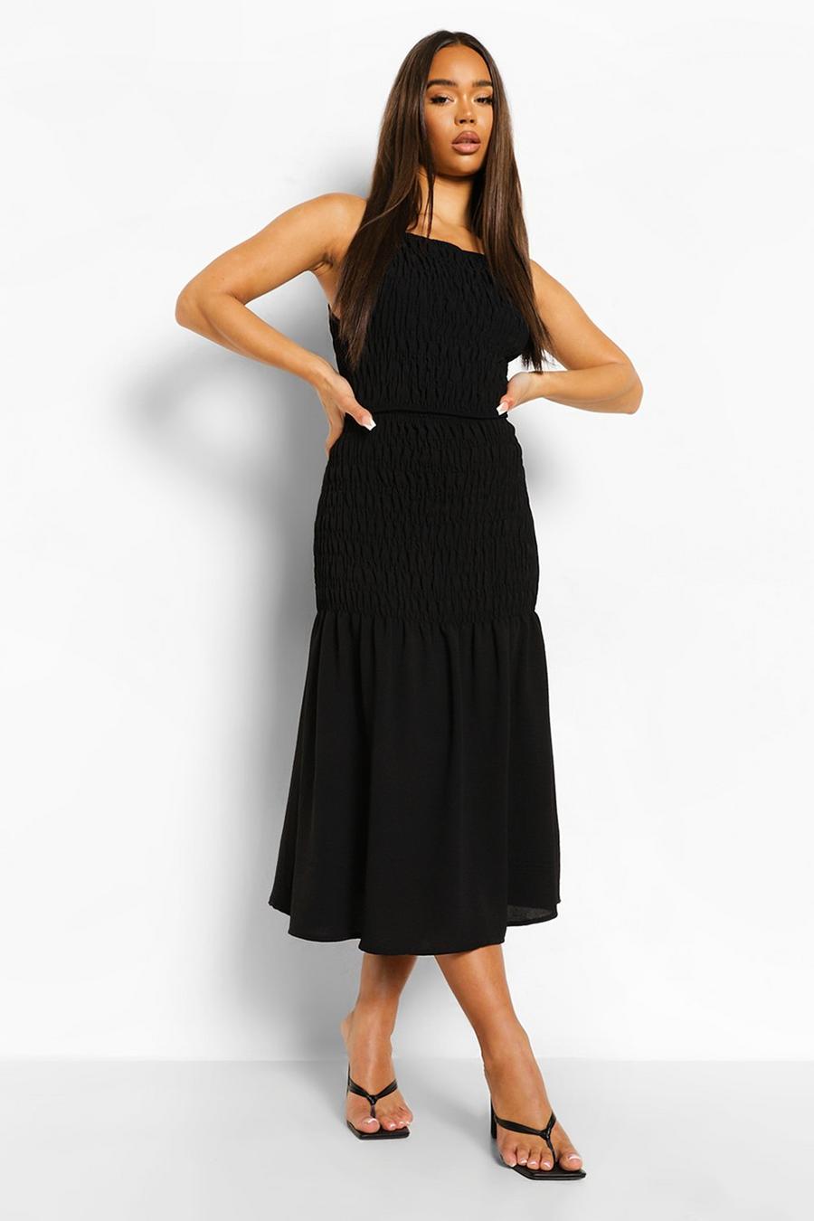 Black Shirred Crop & Midaxi Skirt image number 1