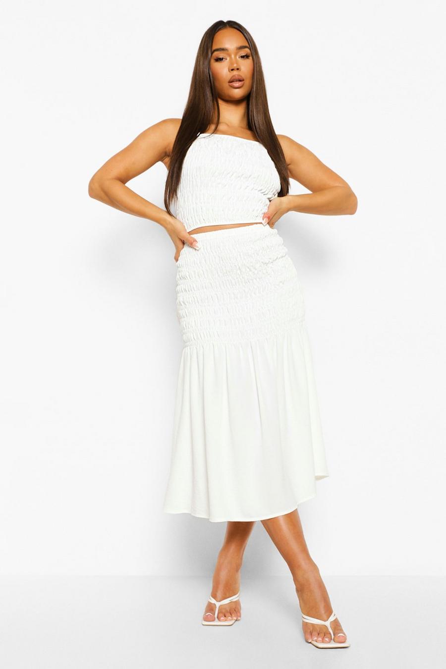 Ivory Shirred Crop & Midaxi Skirt image number 1