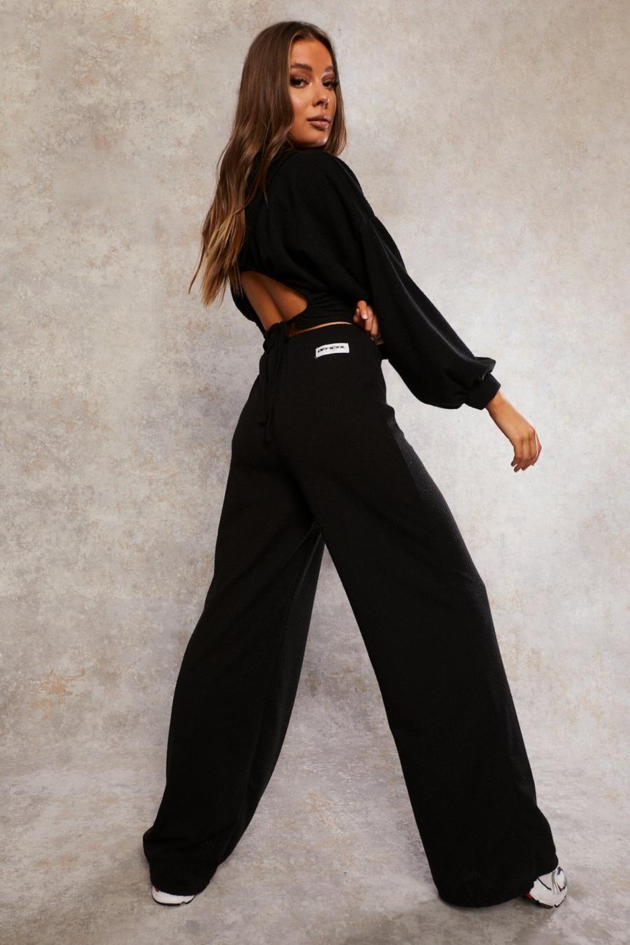 Black Recycled Wide Leg Joggers image number 1