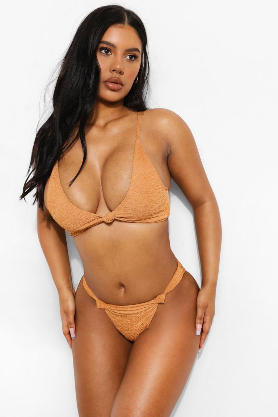 Camel Crinkle Knot Side Mix and Match Bikini Brief image number 1