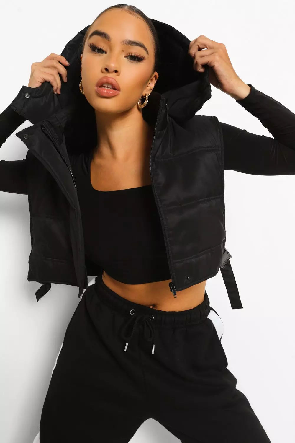 Crop top shop jacket with hood