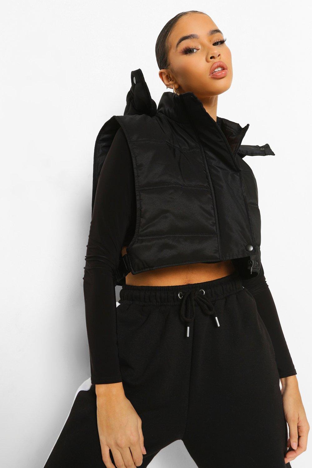 Buckle Detachable Hood Crop Top Gilet | boohoo